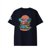【Tシャツ】ローマンズロゴ×バーガー navy image